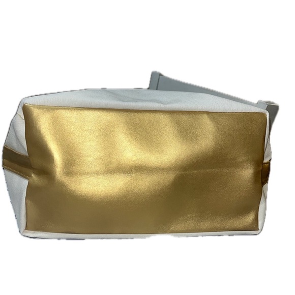 Yves Saint Laurent White and Gold Structured Tote - Picture 6 of 9